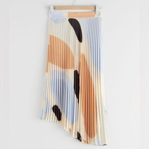 &Other Stories Graphic Plisse Pleated Asymmetrical Midi Skirt NWT Size 2/34